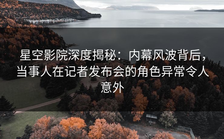 星空影院深度揭秘:内幕风波背后,当事人在记者发布会的角色异常令人意外