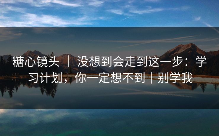 糖心镜头 ｜ 没想到会走到这一步：学习计划，你一定想不到｜别学我